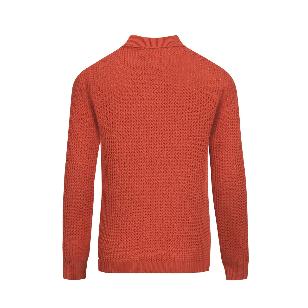 Polo vintage en tricot V en laine orange brun
