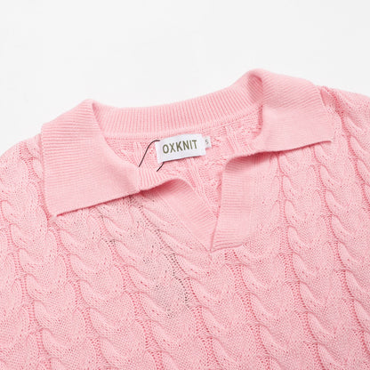 Pull rétro tricoté rose pour homme
