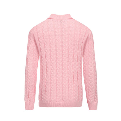 Pull rétro tricoté rose pour homme