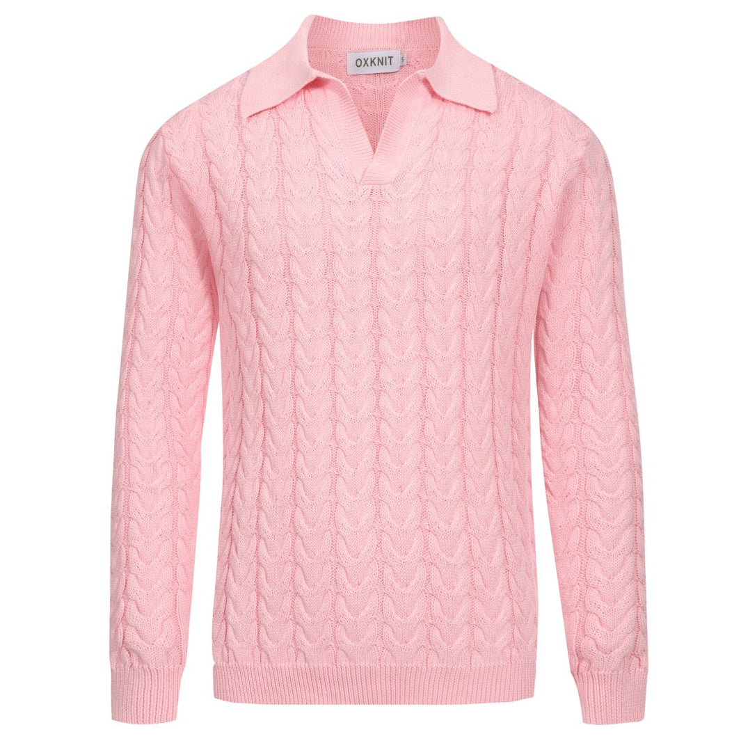 Pull rétro tricoté rose pour homme