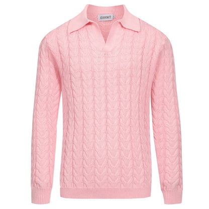 Pull rétro tricoté rose pour homme