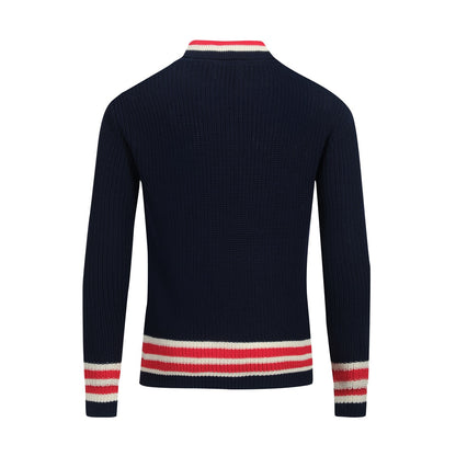 Pull rétro V-neck bleu marine pour hommes