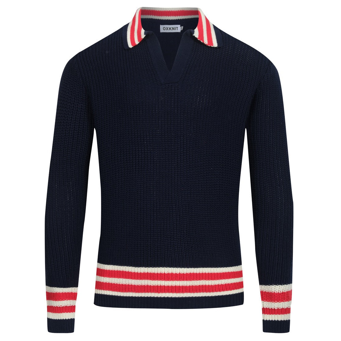 Pull rétro V-neck bleu marine pour hommes