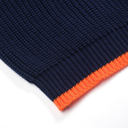 Pull rétro décontracté V en tricot bleu marine pour hommes