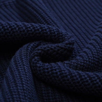 Pull rétro décontracté V en tricot bleu marine pour hommes