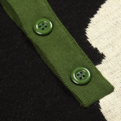 Polo vintage en jacquard noir pour hommes