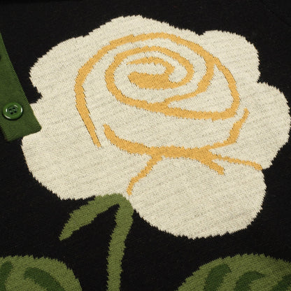 Polo vintage en jacquard noir pour hommes