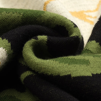 Polo vintage en jacquard noir pour hommes