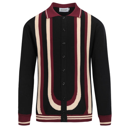 Cardigan tricoté rétro noir pour hommes des années 1960