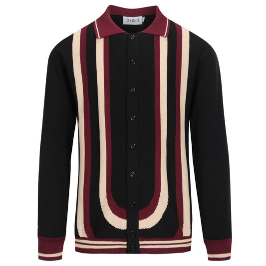 Cardigan tricoté rétro noir pour hommes des années 1960