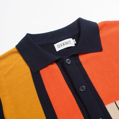 Cardigan en jacquard tricoté vintage bleu marine pour homme