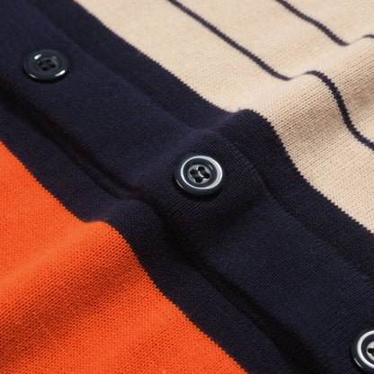 Cardigan en jacquard tricoté vintage bleu marine pour homme