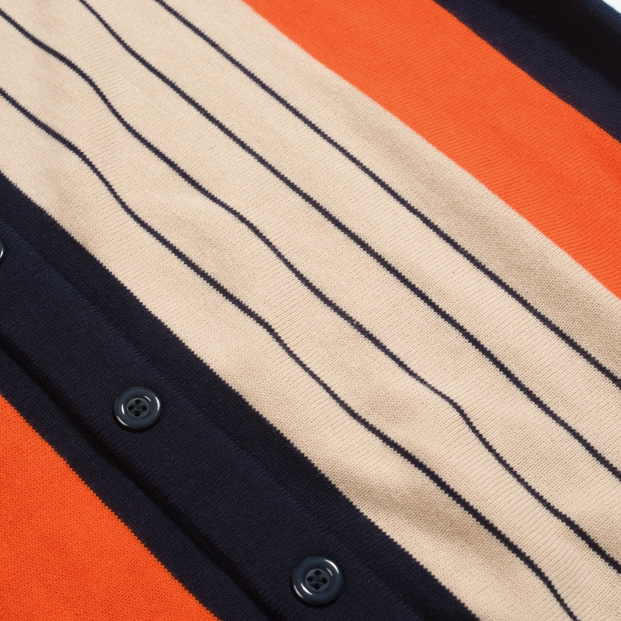 Cardigan en jacquard tricoté vintage bleu marine pour homme