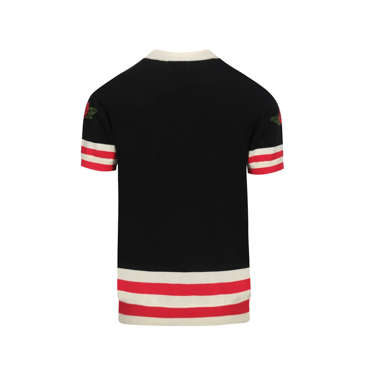 T-shirt en tricot jacquard Flamme de chat pour hommes, brodé en rose