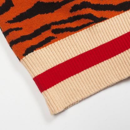 Cardigan zippé rayé orange pour hommes