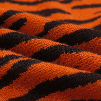 Cardigan zippé rayé orange pour hommes