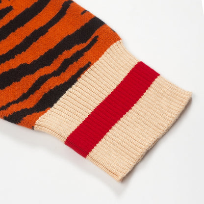 Cardigan zippé rayé orange pour hommes