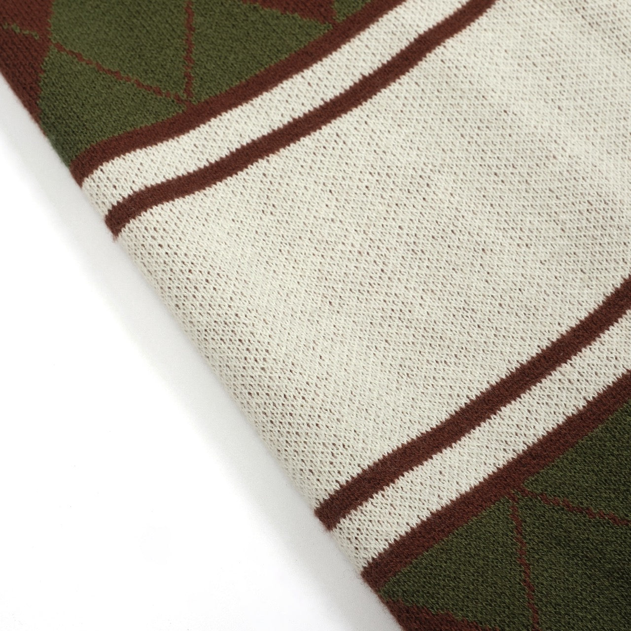 Cardigan zippé en tricot à carreaux diamant vintage vert pour hommes