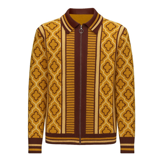 Cardigan zippé vintage des années 60 pour hommes en jaune