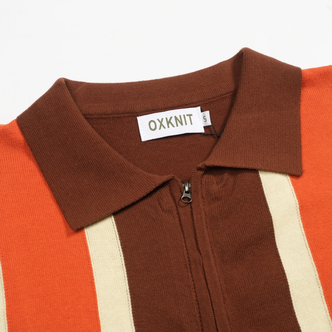 Cardigan zippé vintage tricoté pour hommes, rayé marron