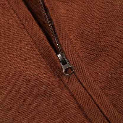 Cardigan zippé vintage tricoté pour hommes, rayé marron