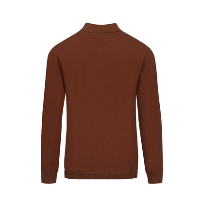 Cardigan zippé vintage tricoté pour hommes, rayé marron