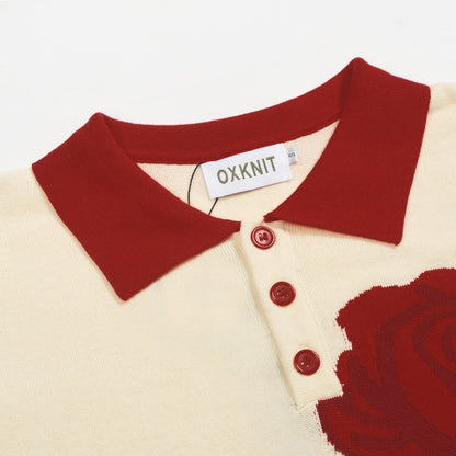 Polo en jacquard floral abricot pour homme