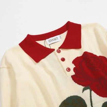 Polo en jacquard floral abricot pour homme