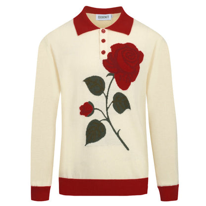 Polo en jacquard floral abricot pour homme