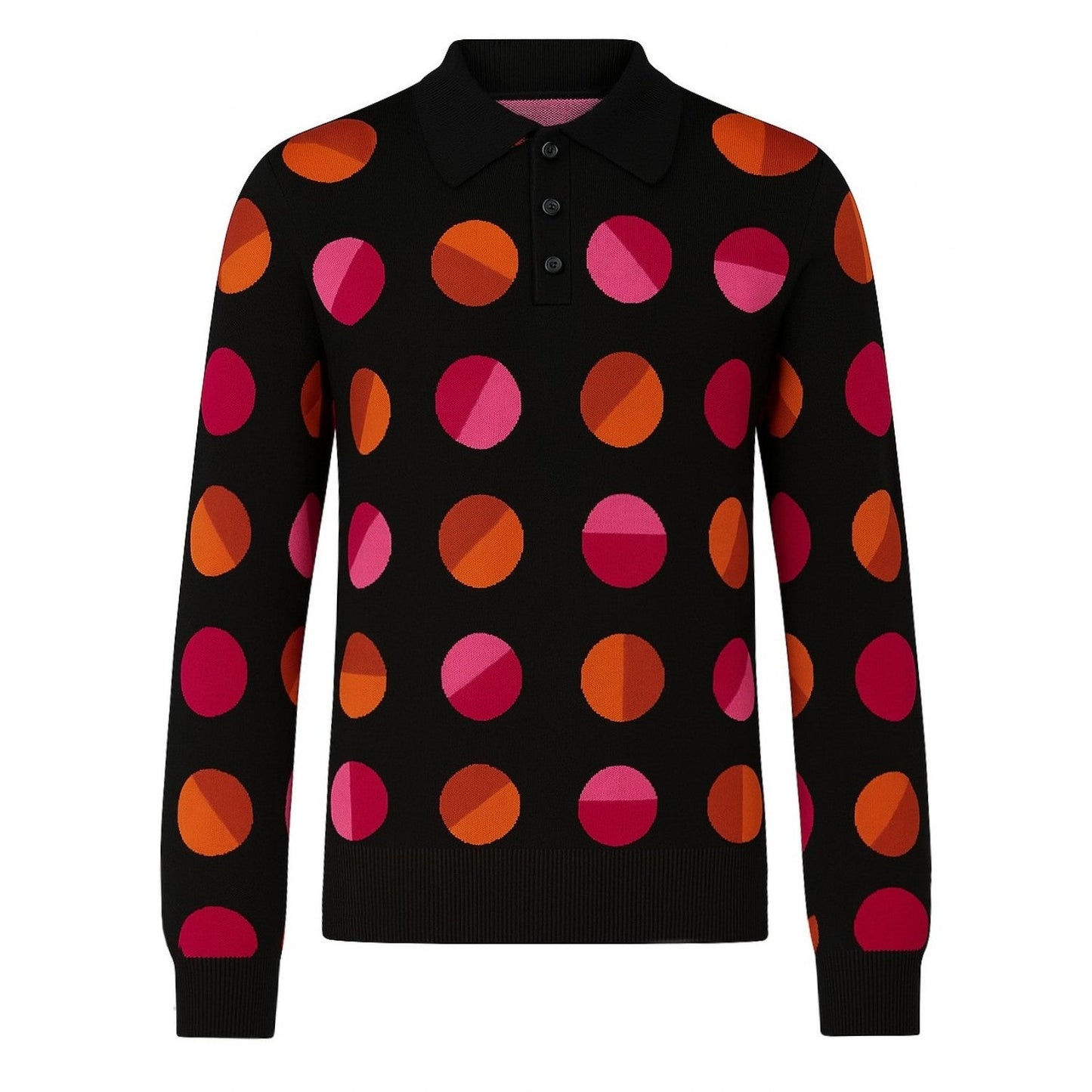 Polo en tricot jacquard noir à pois pour homme