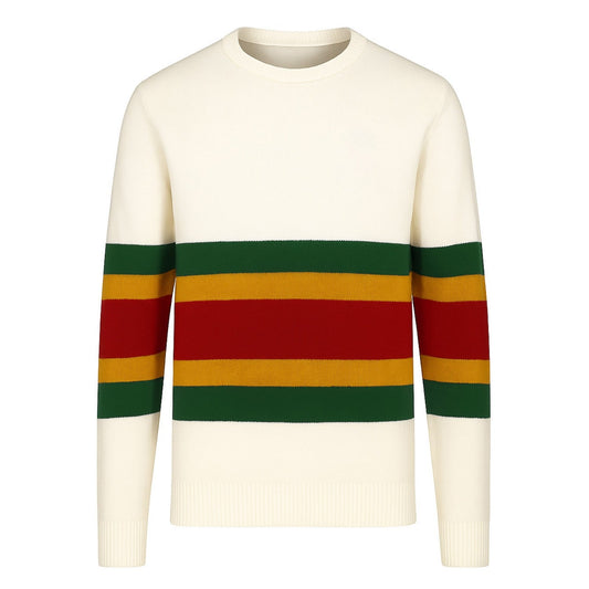 Pull décontracté tricoté vintage esthétique blanc pour homme