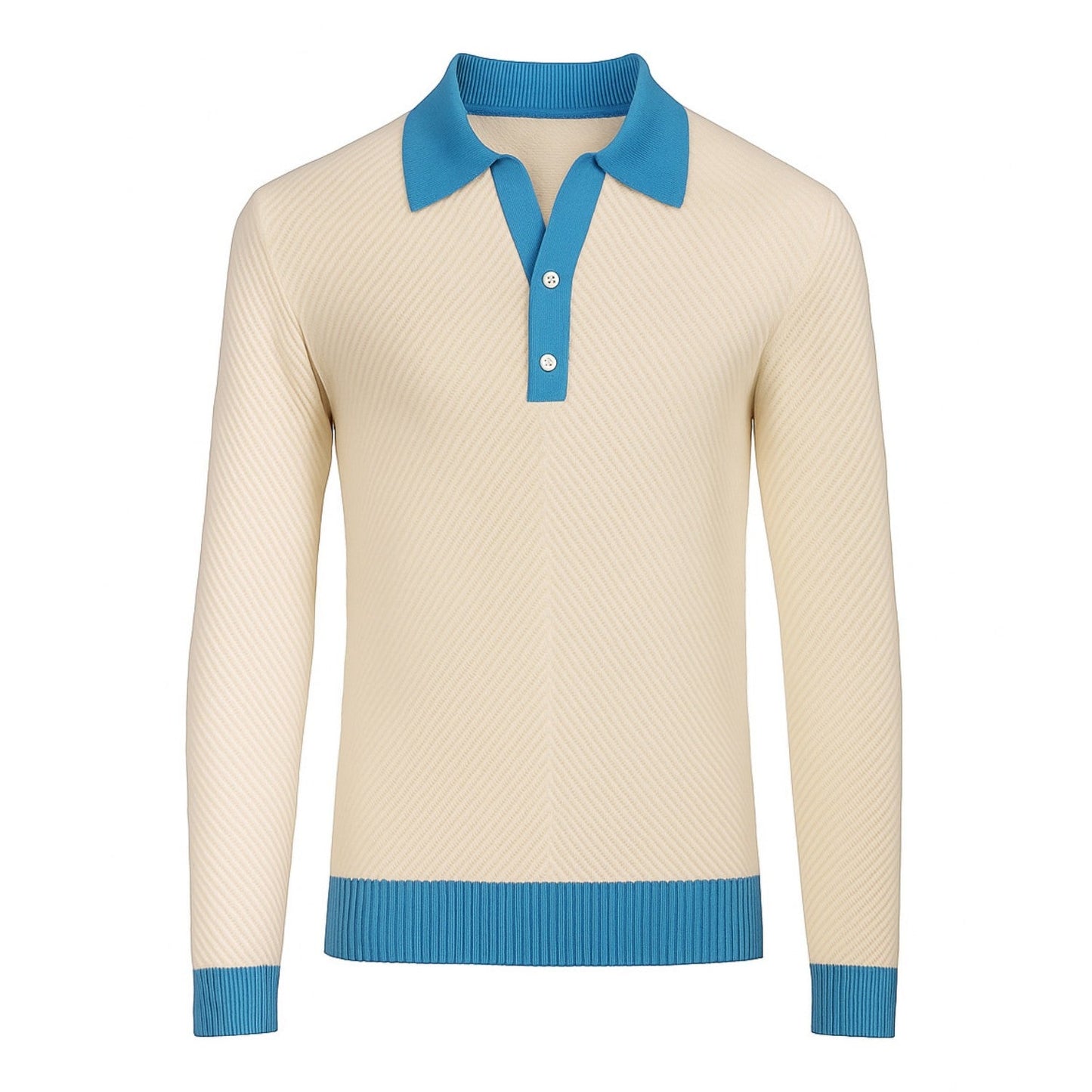 Polo tricoté V en col blanc pour hommes