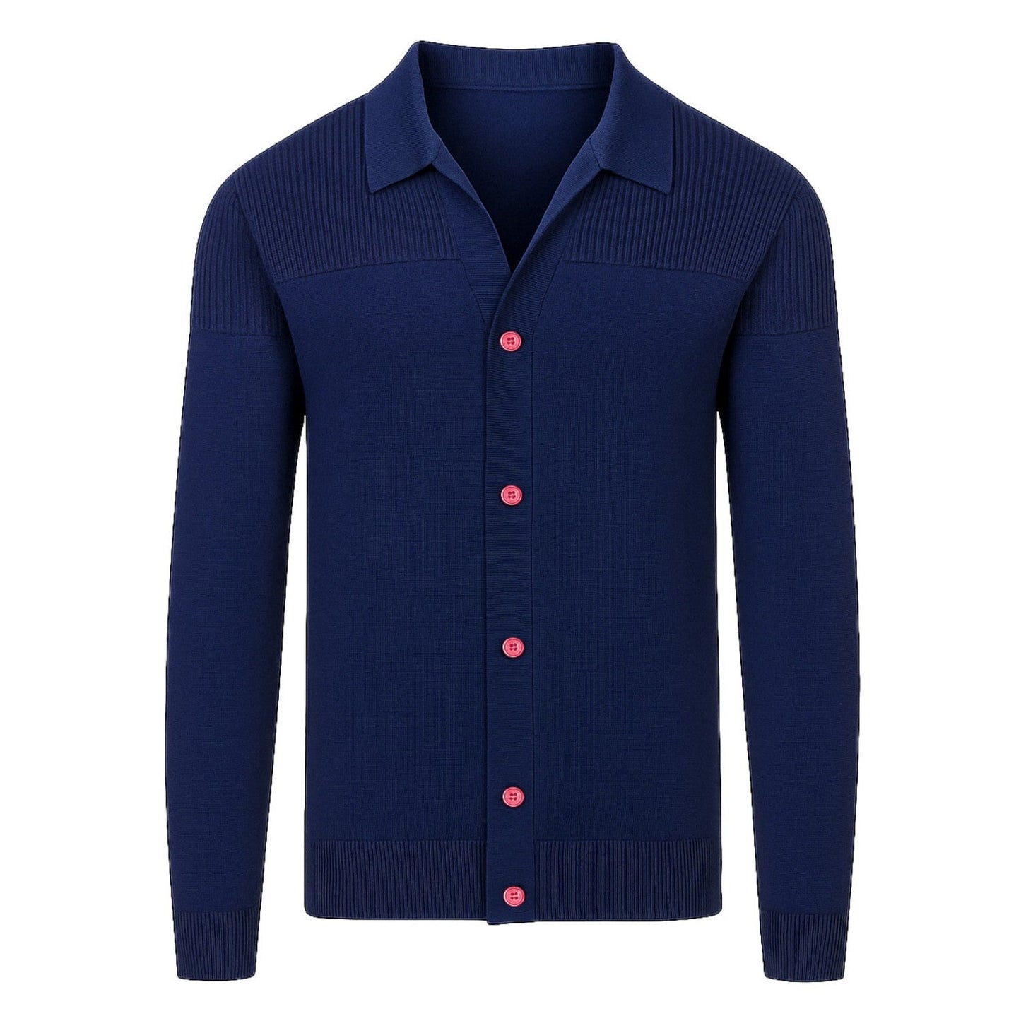 Cardigan rétro tricoté à rayures bleu pour homme