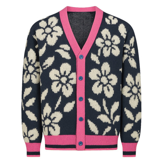 Veste en art jacquard floral noire pour homme