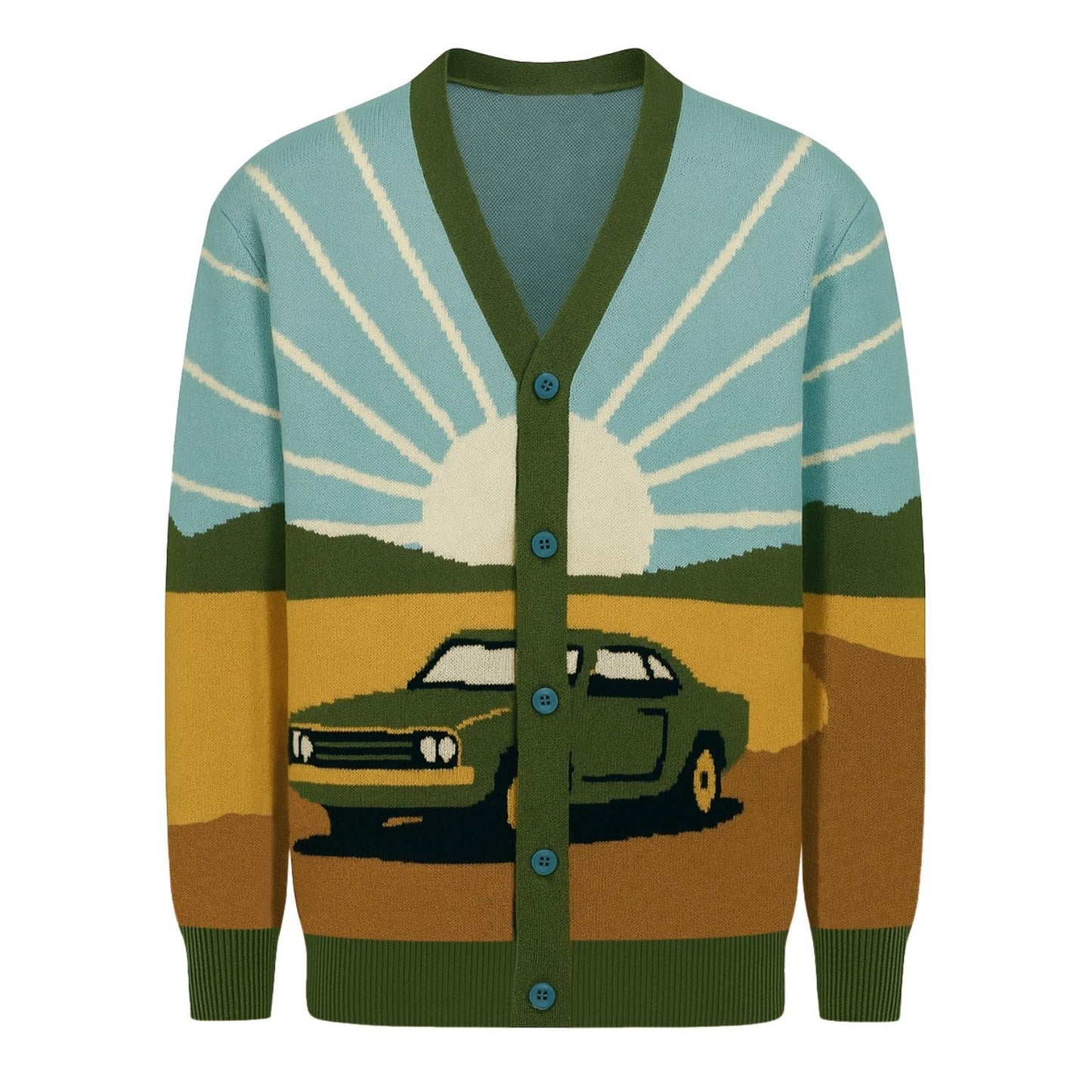 Veste en jacquard vintage verte pour homme