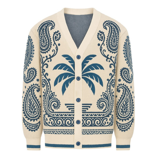 Veste en jacquard vintage bleue pour homme
