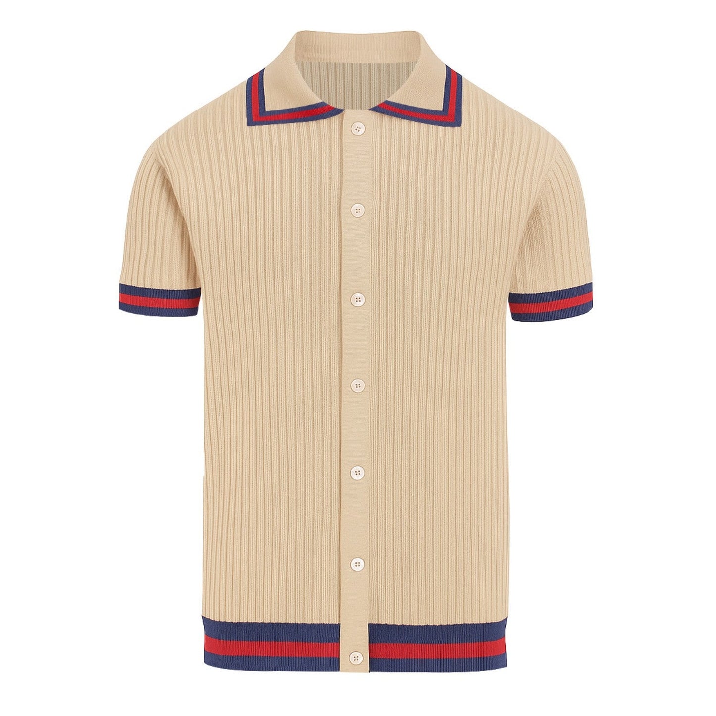 Cardigan tricoté à rayures verticales kaki pour hommes