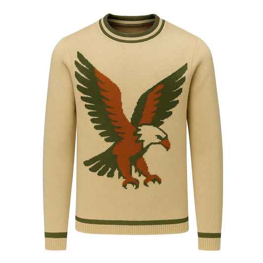 Pull en jacquard vintage kaki pour homme