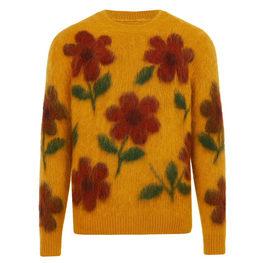 Pull vintage en jacquard jaune pour hommes