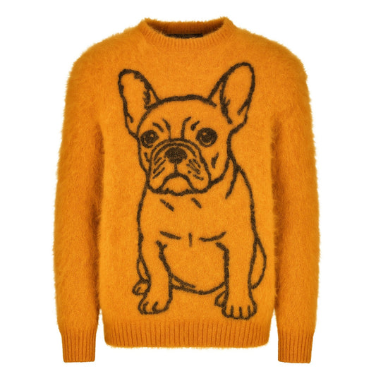 Pull en tricot jacquard peluche jaune pour homme