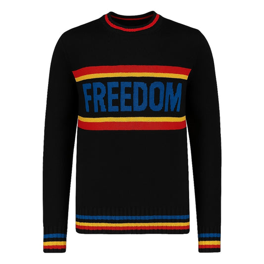 Pull tricoté noir rayé "Liberté" pour hommes