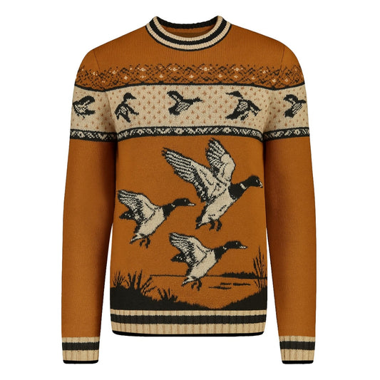 Pull jacquard décontracté marron pour homme des années 1960