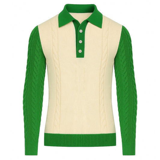 Polo tricoté vintage vert pour homme