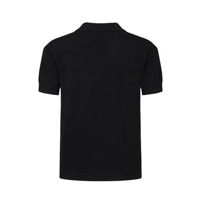 Chemise Boutonnée Tricotée Noire et Grise pour Hommes des Années 60 – Détail en Diamant sur la Poitrine