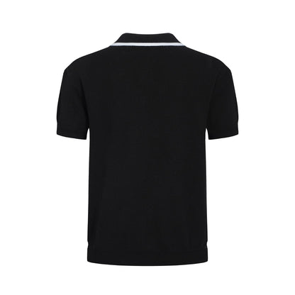 Polo en tricot à zip Mod des années 60 pour hommes – Motif losange noir et blanc