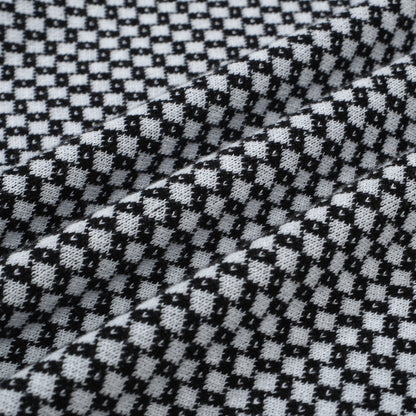 Polo en tricot à zip Mod des années 60 pour hommes – Motif losange noir et blanc