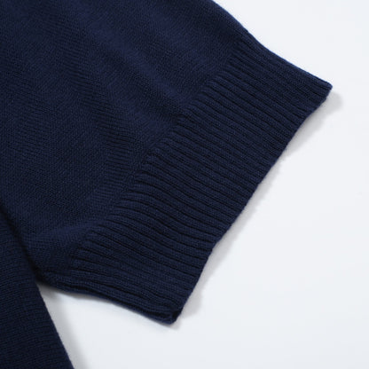 Chemise Tricotée à Rayures Verticales pour Hommes des Années 60 – Polo Boutonné Bleu Marine et Bleu Ciel