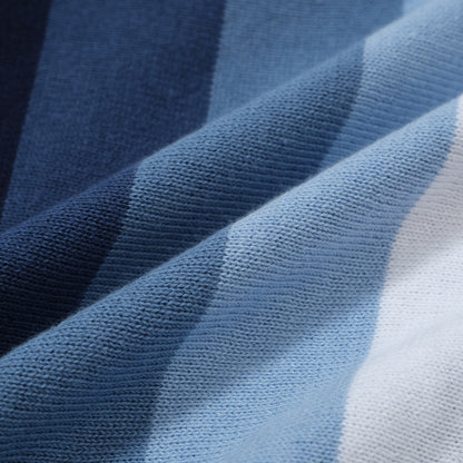 Chemise Tricotée à Rayures Verticales pour Hommes des Années 60 – Polo Boutonné Bleu Marine et Bleu Ciel