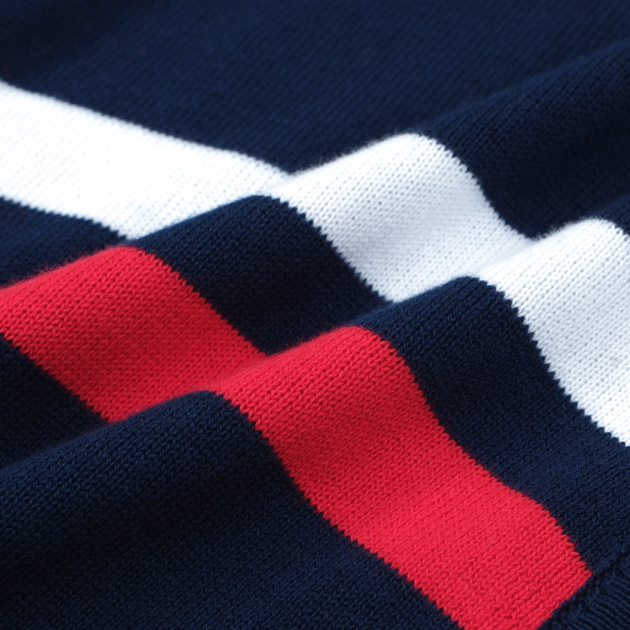 Veste tricotée zippée rétro pour hommes des années 1970 – Marine vintage avec rayures rouges et blanches