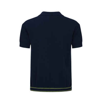 Polo Tricot à Rayures Dégradées pour Hommes des Années 60 – Chemise à Manches Courtes avec Panneau Vertical